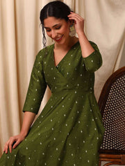 Green Colour Women Ethnic Motifs Sequinned Anarkali Kurta