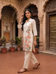 Floral Embroidered Tunic with Trousers