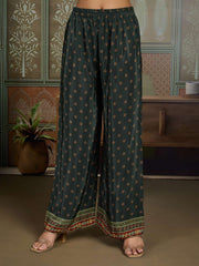 Ethnic Motifs Printed & Embroidered Top With Palazzo Co-Ords