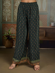 Ethnic Motifs Printed & Embroidered Top With Palazzo Co-Ords