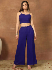 Floral Embroidered Top with Palazzos