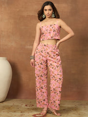 Women Floral Printed Regular Thread Work Kurta with Trousers
