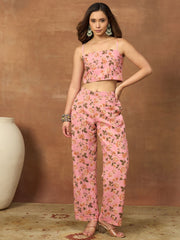 Women Floral Printed Regular Thread Work Kurta with Trousers