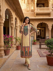 Women Ethnic Motifs Printed Regular Kurta with Trousers & With Dupatta