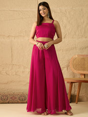Embroidered Top with Palazzos