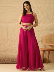 Embroidered Top with Palazzos