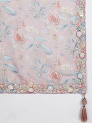 Rose gold Chiffon Sequins and thread embroidery Semi-Stitched Lehenga choli & Dupatta