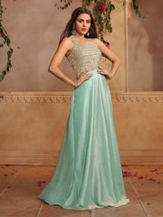 Embroidered Shoulder Straps Gown Ethnic Dresses