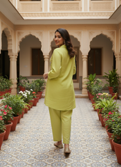 Chanderi Embroidered Tunic with Trousers