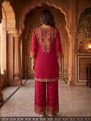 Linen Embroidered Tunic with Palazzos