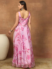 Floral Printed Beds and Stone Work Gown Maxi Dress