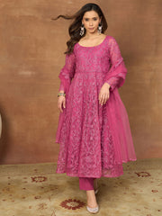 Women Ethnic Motifs Embroidered Panelled Thread Work Kurta with Trousers & With Dupatta