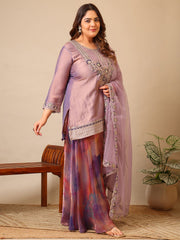 Women Embroidered Regular Thread Work Kurta with Palazzos & With Dupatta