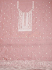 Peach-Coloured Floral Embroidered Sequinned Unstitched Dress Material