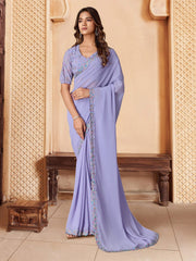 Lavender Sequins Embroidered Saree
