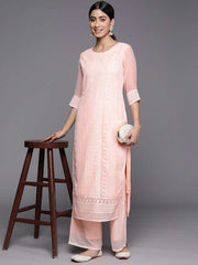Floral Embroidered Chikankari Kurta with Palazzos