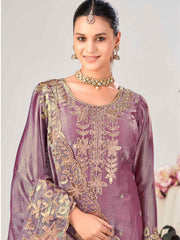 Purple Premium Fendy Silk Festive Palazzo Suit