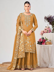 Mustard Premium Fendy Silk Festive Palazzo Suit