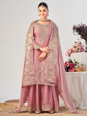 Pink Premium Fendy Silk Festive Palazzo Suit