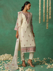 Ivory Organza Embroidered Kurta Set