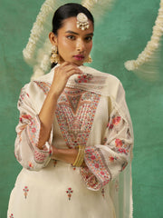 Ivory Organza Embroidered Kurta Set