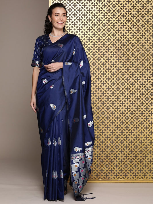 Blue Woven Design Zari Saree