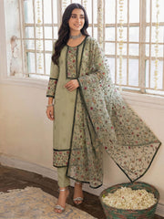 Green Embroidered Casual & Festive Pant Style Suit