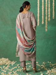 Light Brown Organza Hand Embroidered Sequins Pakistani Straight Pant Suit