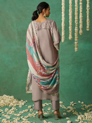 Light Brown Organza Hand Embroidered Sequins Pakistani Straight Pant Suit