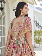 Beige Multi-Colored Patchwork Embroidered Lahenda Choli