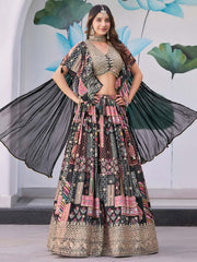 Black Multi-Colored Patchwork Embroidered Lahenda Choli