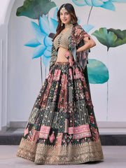 Black Multi-Colored Patchwork Embroidered Lahenda Choli