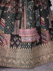 Black Multi-Colored Patchwork Embroidered Lahenda Choli