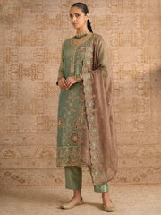 Green Simmer Silk Embroedred Salwar Suit