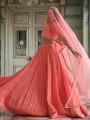 Peach Designer Wedding Festive Wear Lehenga Choli