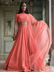 Peach Designer Wedding Festive Wear Lehenga Choli