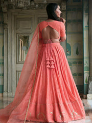 Peach Designer Wedding Festive Wear Lehenga Choli