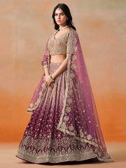 Maroon Embroidered Georgette Bridesmaids Lehenga Choli