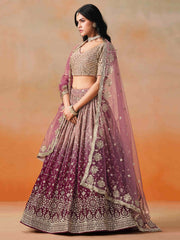 Maroon Embroidered Georgette Bridesmaids Lehenga Choli