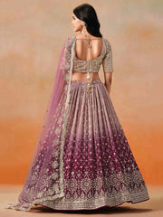 Maroon Embroidered Georgette Bridesmaids Lehenga Choli
