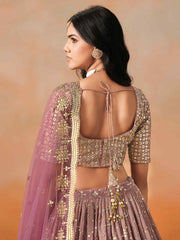 Maroon Embroidered Georgette Bridesmaids Lehenga Choli