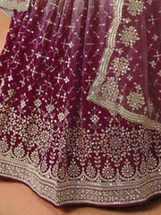 Maroon Embroidered Georgette Bridesmaids Lehenga Choli