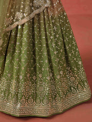 Mehendi Georgette Sequins Work Lehenga Choli With Dupatta
