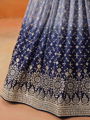 Navy Blue Georgette Designer Lehenga Choli With Dupatta