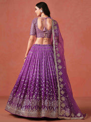 Purple Ceremonial Wear Georgette Lehenga Choli With Dupatta
