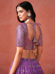 Purple Ceremonial Wear Georgette Lehenga Choli With Dupatta