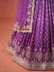 Purple Ceremonial Wear Georgette Lehenga Choli With Dupatta