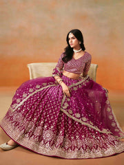 Pink Zari Embroidered Lehenga Choli With Dupatta