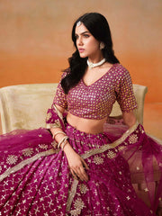 Pink Zari Embroidered Lehenga Choli With Dupatta