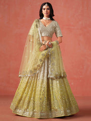 Yellow Zari Embroidery Designer Lehenga Choli